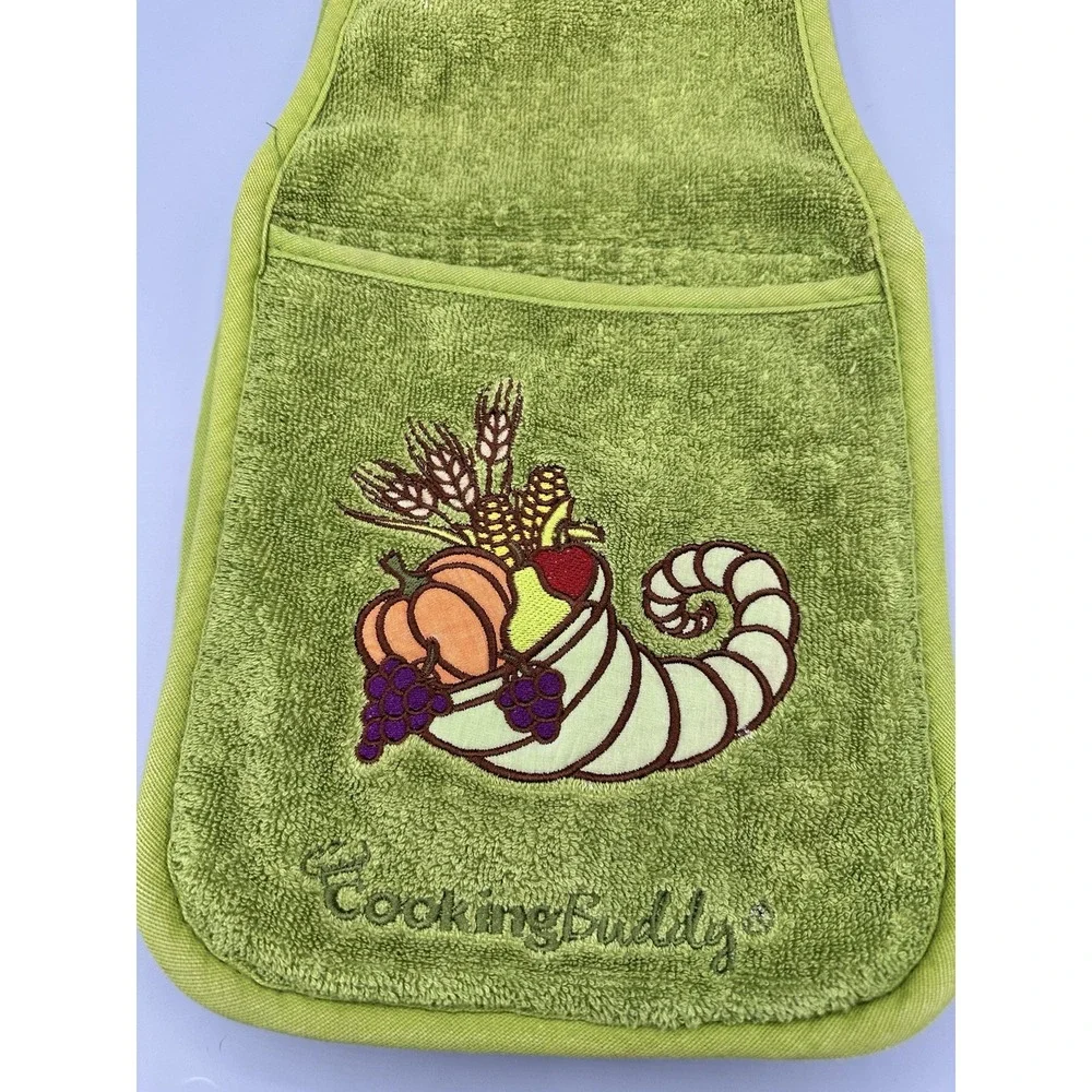 Cooking BuddyThanksgiving Embroidered Pot & Towel Holder Vintage Mod Look